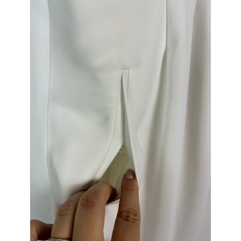 BCBGMAXAZRIA Josselyn White Bridal Jumpsuit Halter Wide Leg Reception Outfit 4 - Picture 5 of 14